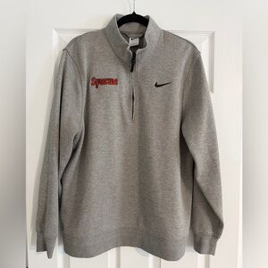 Nike Men's Gray Zip-Up Sweater with Syracuse script embroidery- L